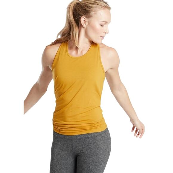 ATHLETA Women's S Earthen Ochre Essence Vital Tie Open Back Yoga Athleisure Tank - Picture 2 of 11